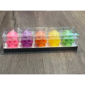 Set of 5 Colorful Neon Skull Shaped Candles Skeleton Head Halloween Decor NEW